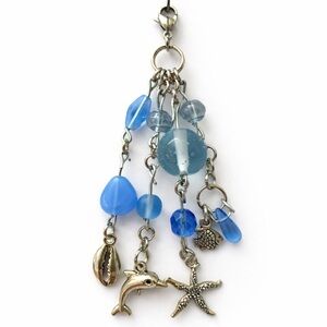 Artisan Ocean Charm | Blue Beaded Dolphin Starfish Bag Lip Balm Key Charm OOAK